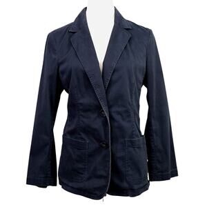 J Jill Jacket PS Petites SP Navy Blue Cotton Twill Stretch Pockets Gorpcore